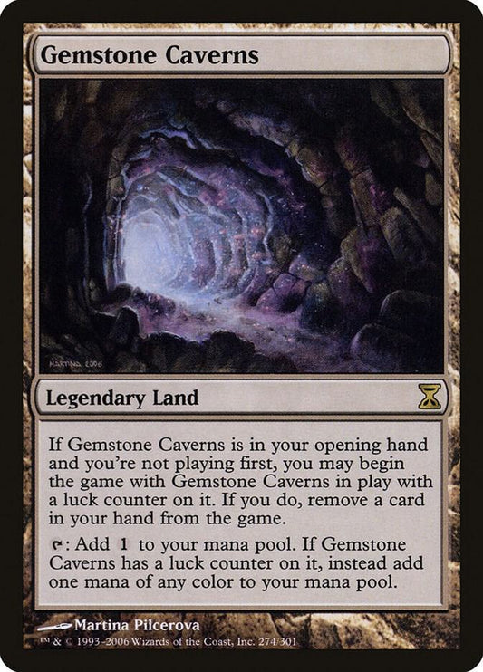 Card featuring 'Gemstone Caverns' with a cave illustration and game text.
