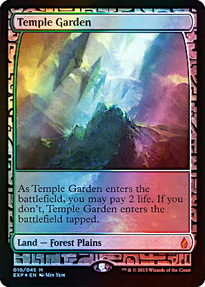 Temple Garden BFZ Expeditions Foil from the Masterpiece Series for Magic: The Gathering.