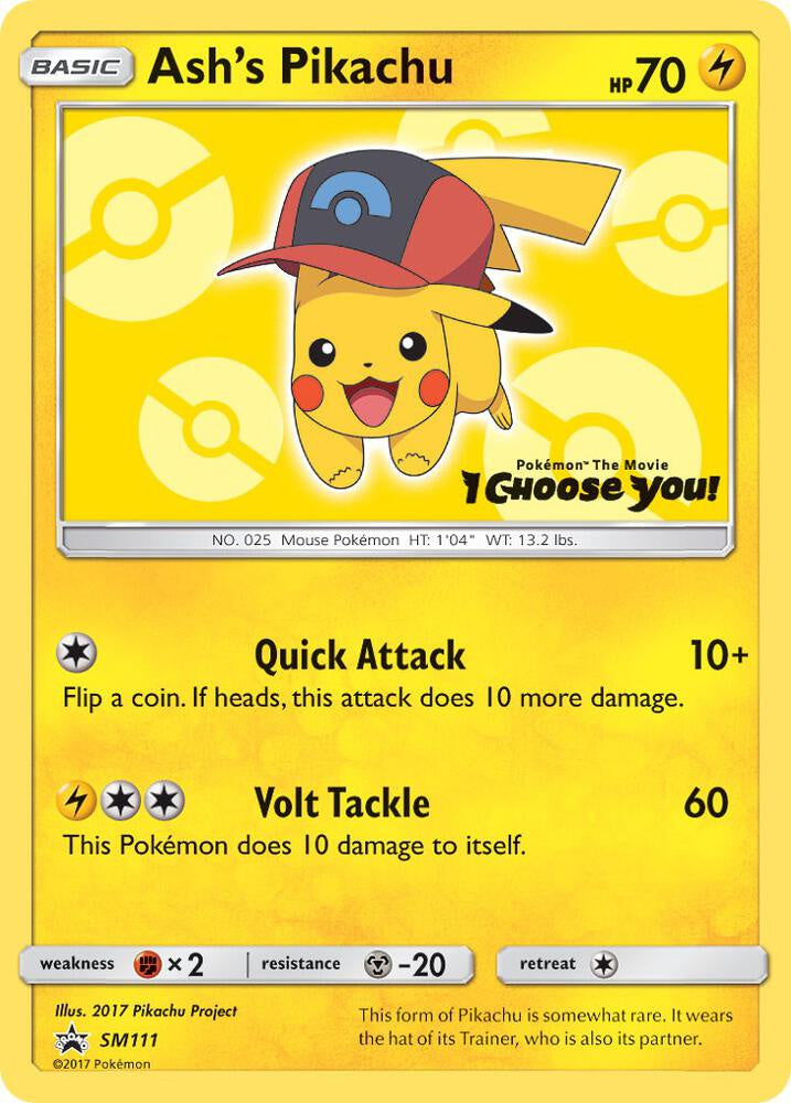 Pokémon Ash's Pikachu SM111 Black Star Promo NM