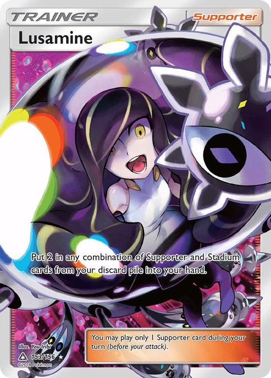 2018 Pokémon Lusamine 153/156 Sun & Moon Ultra Prism Full Art Holo English card in Near Mint condition.