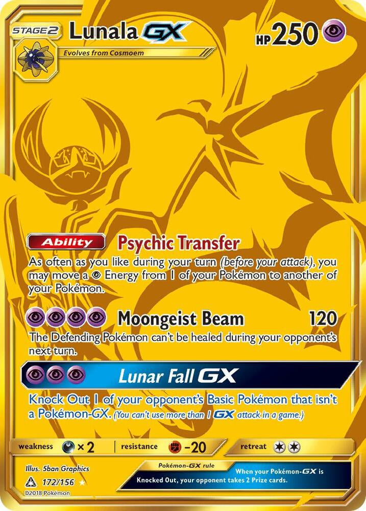 Pokémon Lunala GX 172/156 Secret Rare Ultra Prism Near Mint
