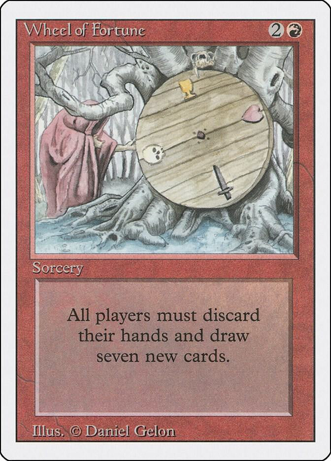 Wheel of Fortune #185 from Magic the Gathering Revised Edition 3ED, Near Mint Reserved List Rare white-border MTG card.
