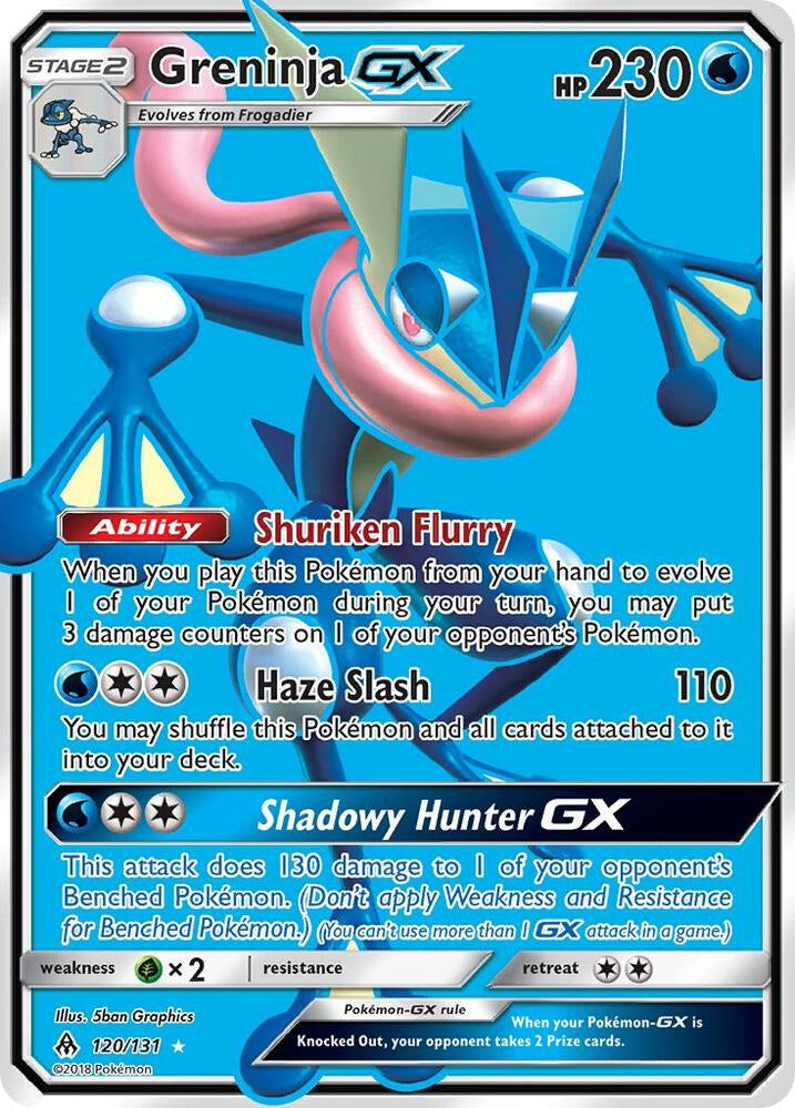 2018 Pokémon Forbidden Light Greninja GX Full Art Ultra Rare 120/131 Near Mint.