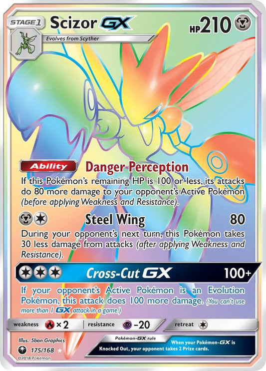 Pokémon Scizor GX 175/168 Celestial Storm Rainbow Secret Rare Full Art NM