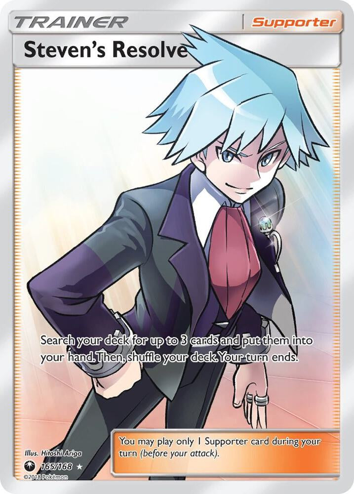 Steven’s Resolve 165/168 Celestial Storm Full Art Trainer Pokemon card