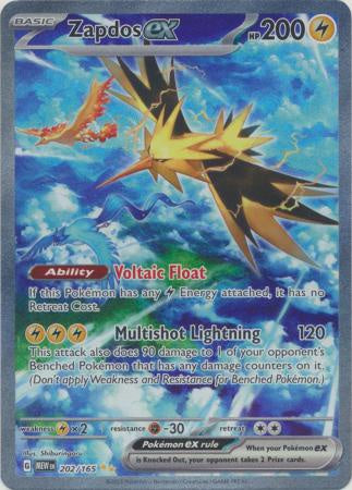 Zapdos ex 202/165 Special Illustration Rare Pokémon TCG card from Scarlet & Violet 151 set