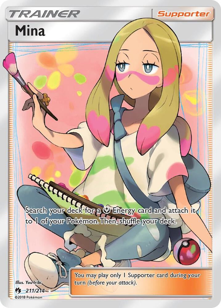 Shop Pokémon Mina Full Art 211/214 from Lost Thunder (NM) – beautifully illustrated Sun & Moon Supporter card.