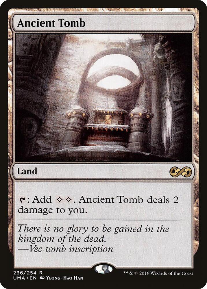 Card featuring an ancient tomb with game text and artwork