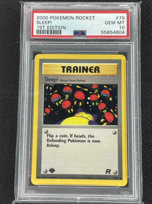 2000 Pokémon Team Rocket Sleep! Trainer #79/82 1st Edition PSA 10 Slab