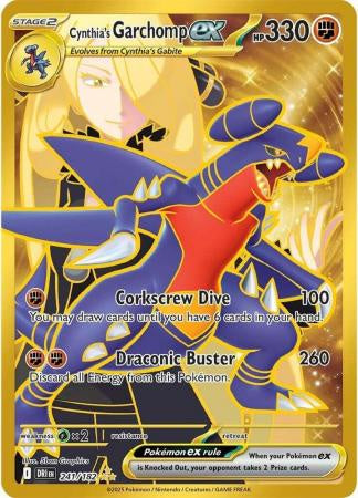 Pokémon TCG Cynthia’s Garchomp ex 241/182 Hyper Rare Gold Card