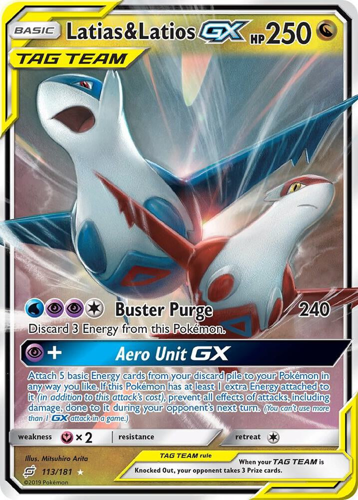 Pokémon Latias & Latios GX 113/181 Sun & Moon Team Up Tag Team Card