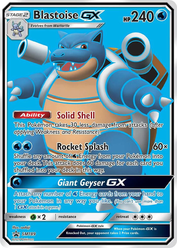 2019 Pokémon Blastoise GX SM189 Full Art Sun & Moon Black Star Promo Near Mint raw card.