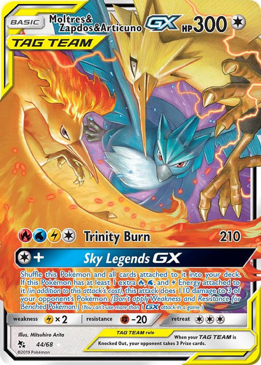 Pokémon Moltres Zapdos Articuno GX 44/68 Hidden Fates Tag Team Card Near Mint Condition