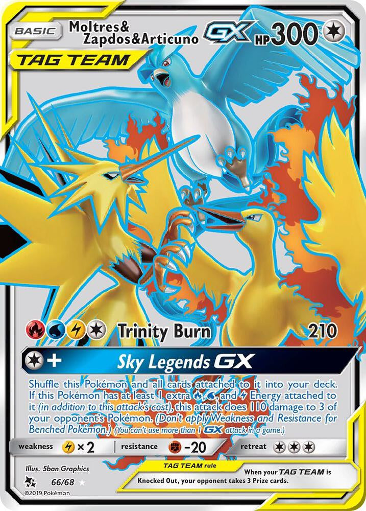 Pokemon Moltres Zapdos Articuno GX 66/68 Hidden Fates NM Card