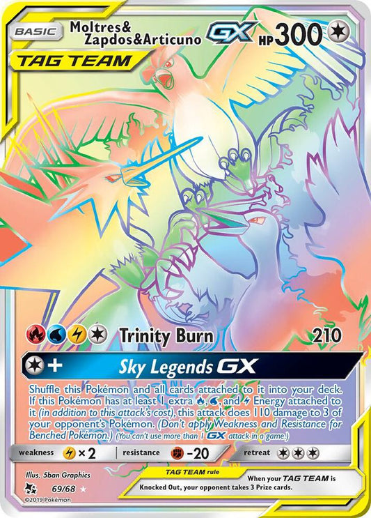 Pokemon Moltres Zapdos Articuno GX 69/68 Hidden Fates NM