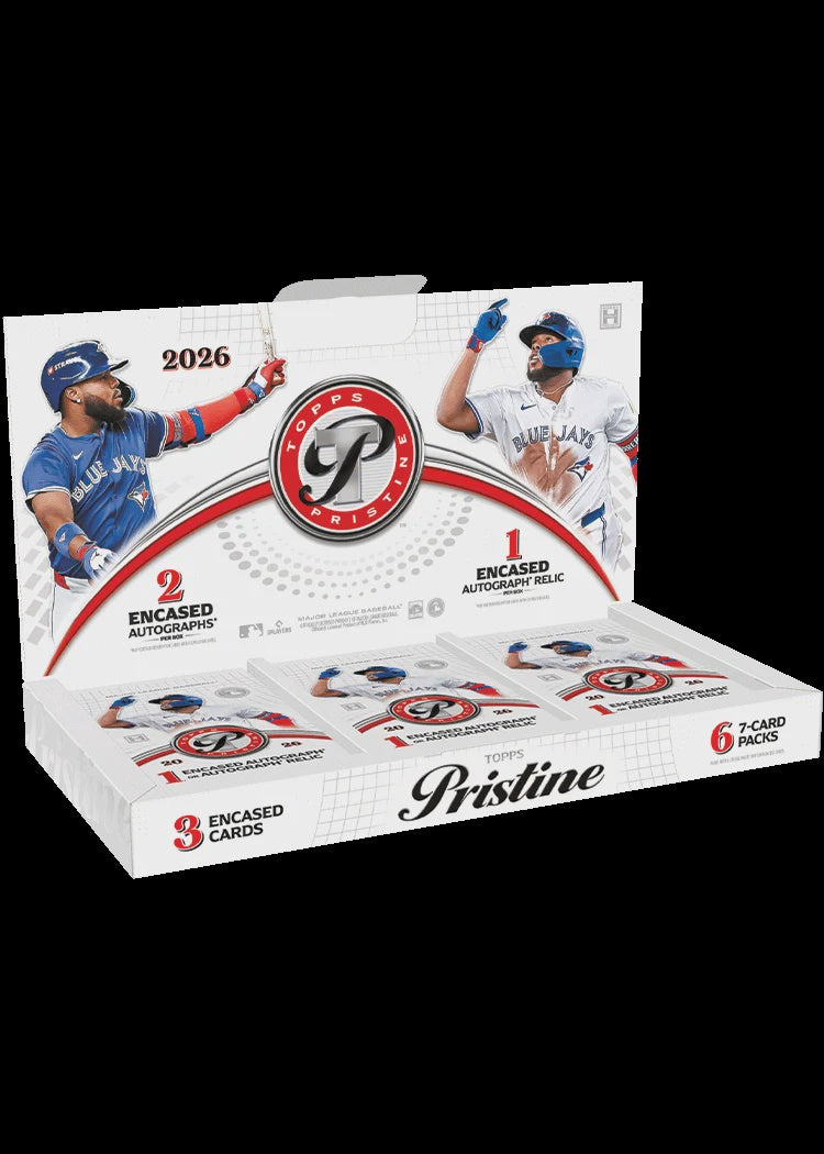 2026 Topps Pristine Baseball Hobby Box with three encased autograph or autograph relic cards per box on average
