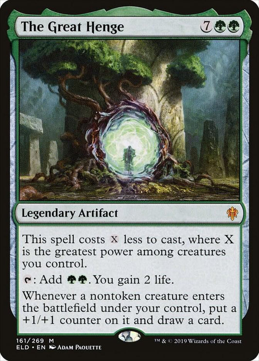 Card featuring 'The Great Henge' with a fantasy landscape and tree-like design.