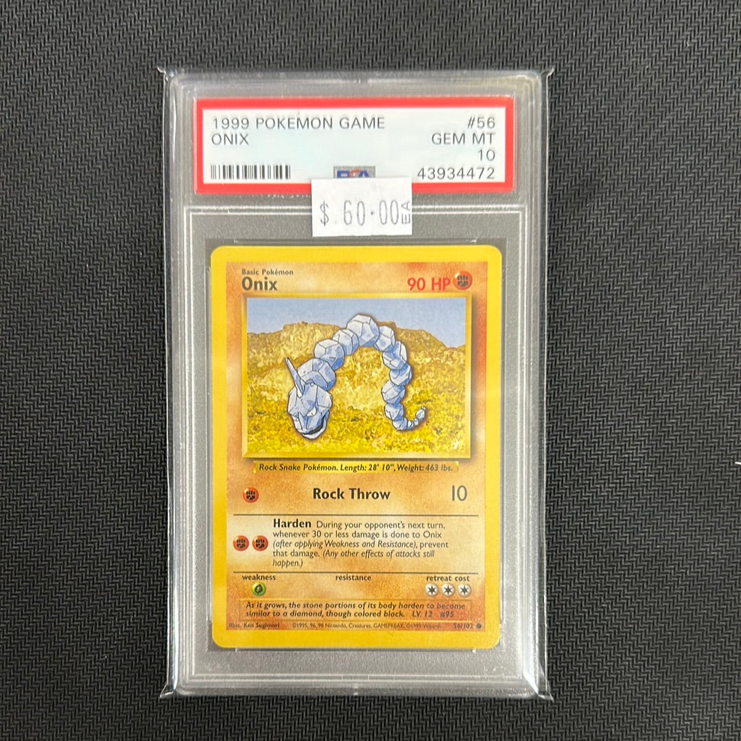 1999 Pokémon Base set Onix PSA 10