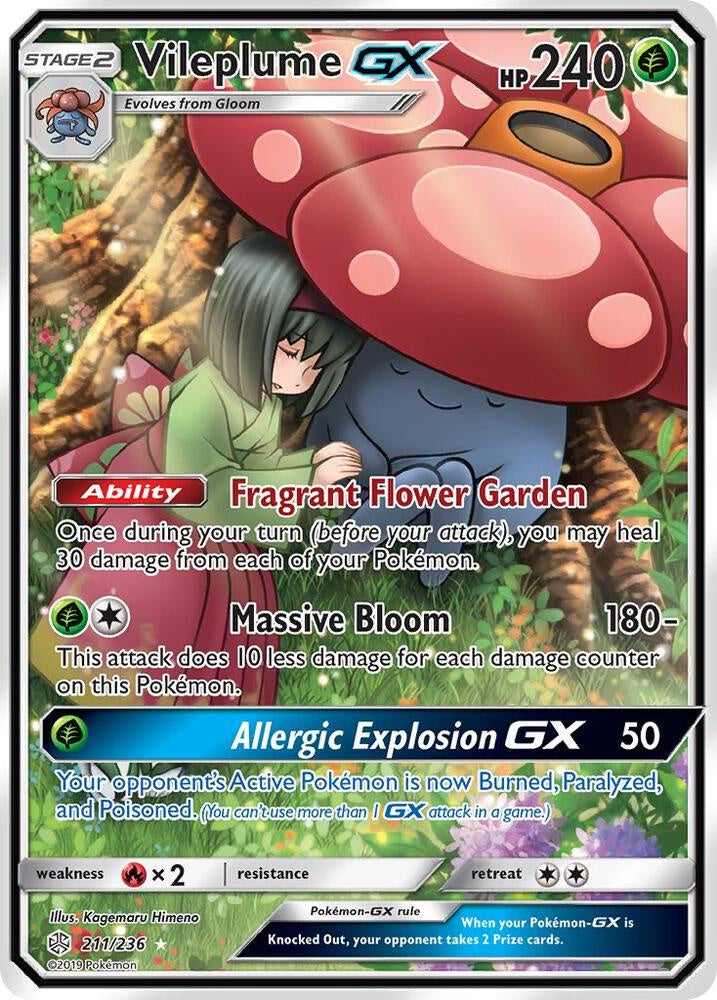 Vileplume GX 211/236 Cosmic Eclipse Full Art Near Mint Pokemon card