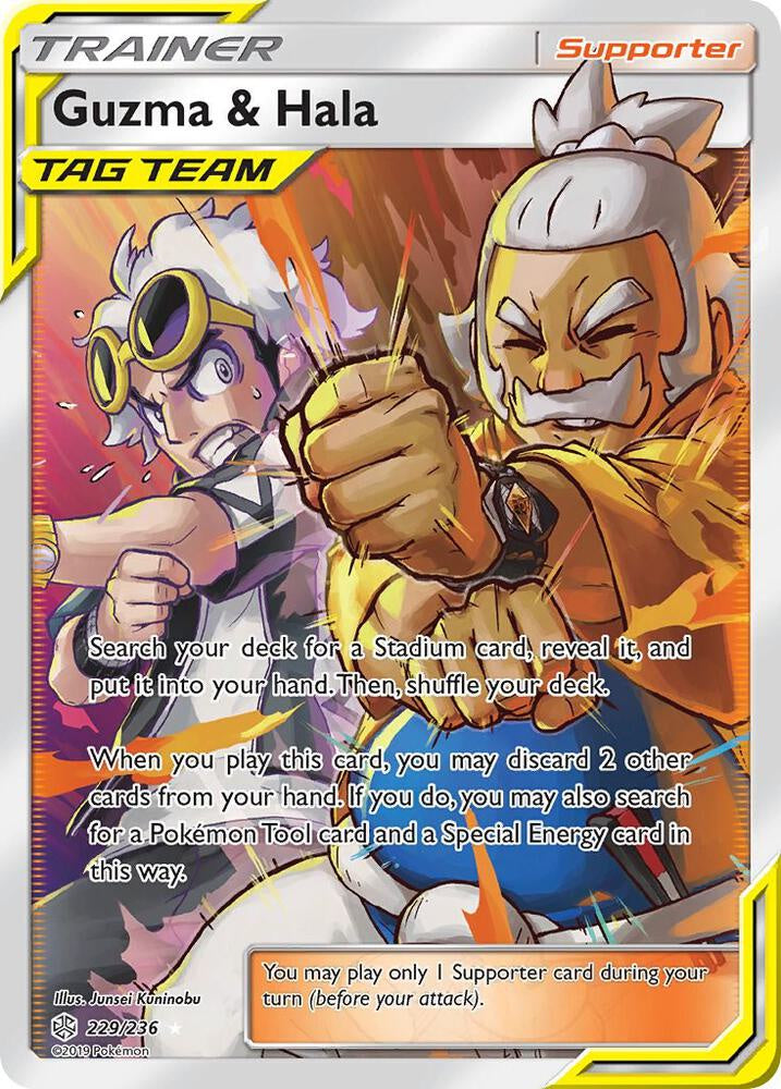 Pokemon Guzma and Hala 229 236 Cosmic Eclipse Full Art NM
