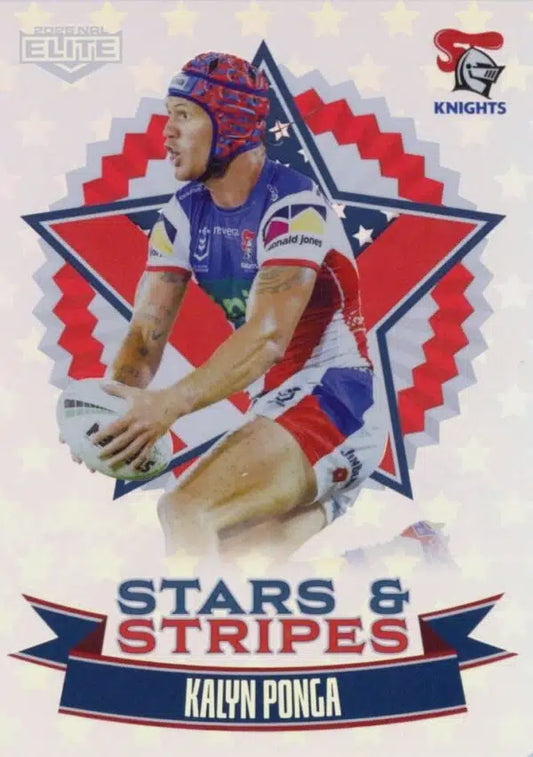 Sports trading card featuring a player in a star and stripes design with 'Knights' branding.