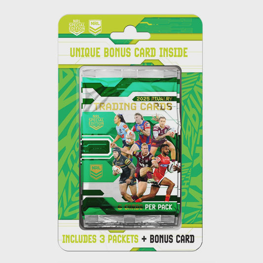 2025 NRL Rivalry Starter 3 Pack with bonus card and official NRL packaging