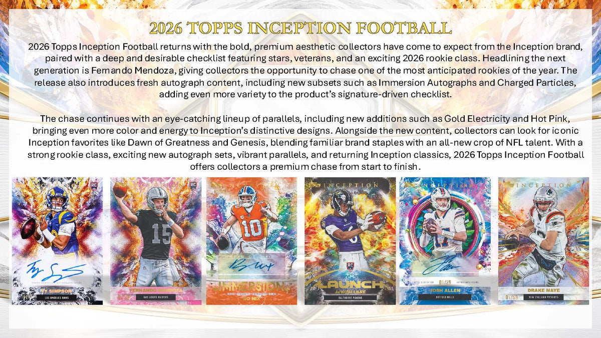 Pre Order 2026 Topps Inception NFL Football Hobby Box