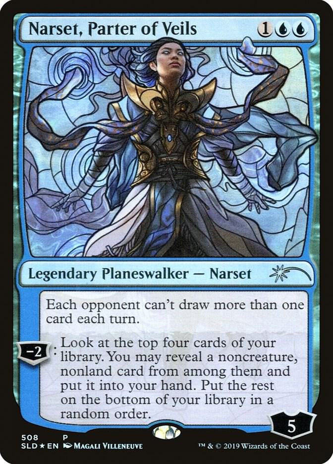 Stained Glass Foil Narset, Parter of Veils from Secret Lair Drop Series (SLD) Near Mint Magic: The Gathering planeswalker.