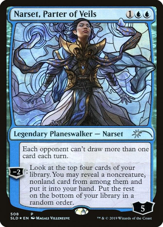 Stained Glass Foil Narset, Parter of Veils from Secret Lair Drop Series (SLD) Near Mint Magic: The Gathering planeswalker.