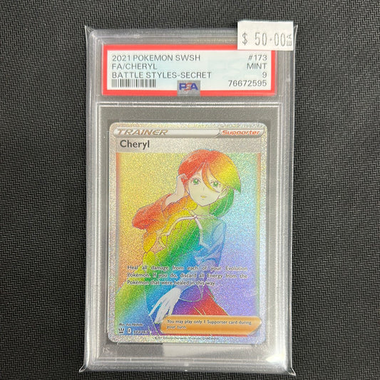 PSA 9 Cheryl 173/163 Full Art Secret Rare | Pokémon TCG Collectible