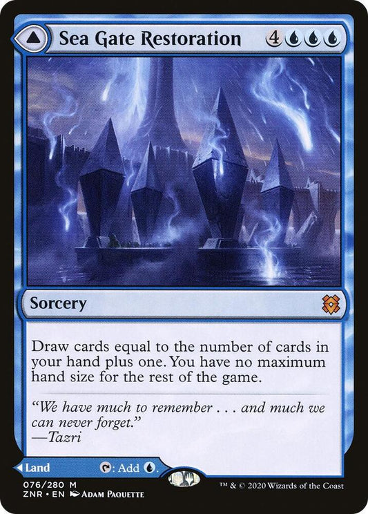 Sea Gate Restoration modal double-faced Mythic Rare card from Zendikar Rising for Magic: The Gathering.