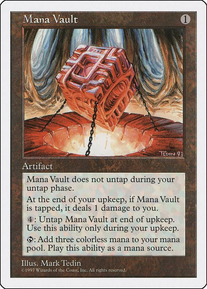 Card featuring a red mana vault with text and artwork