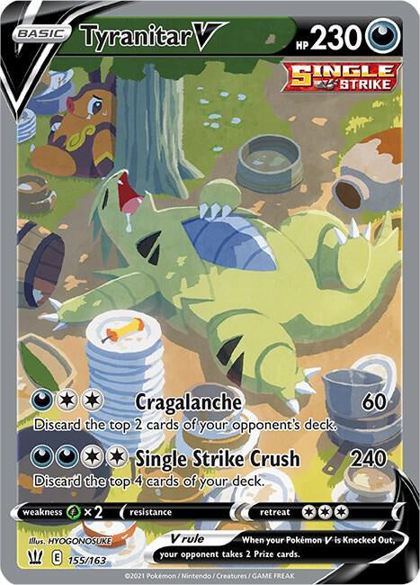 Pokémon Tyranitar V 155/163 Battle Styles Alternate Full Art Card Near Mint Condition