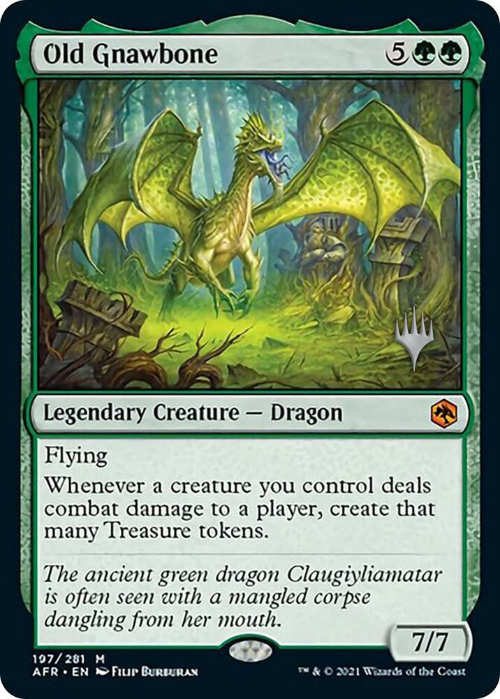 Old Gnawbone #197 from Promo Pack: Adventures in the Forgotten Realms (PPAFR) Near Mint Mythic Rare Magic: The Gathering legendary Dragon.