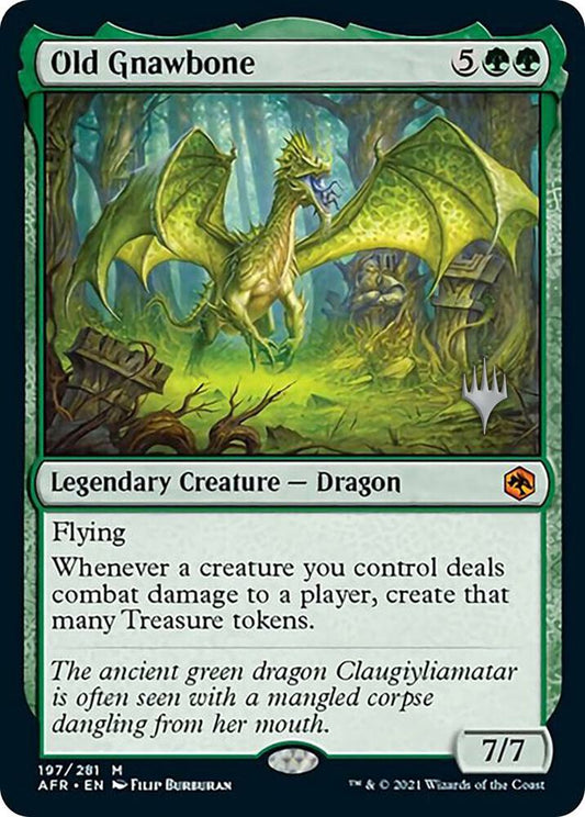Old Gnawbone #197 from Promo Pack: Adventures in the Forgotten Realms (PPAFR) Near Mint Mythic Rare Magic: The Gathering legendary Dragon.