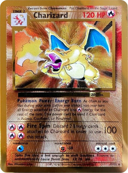 Pokémon Charizard 4/102 Gold Metal Card – Base Set Design