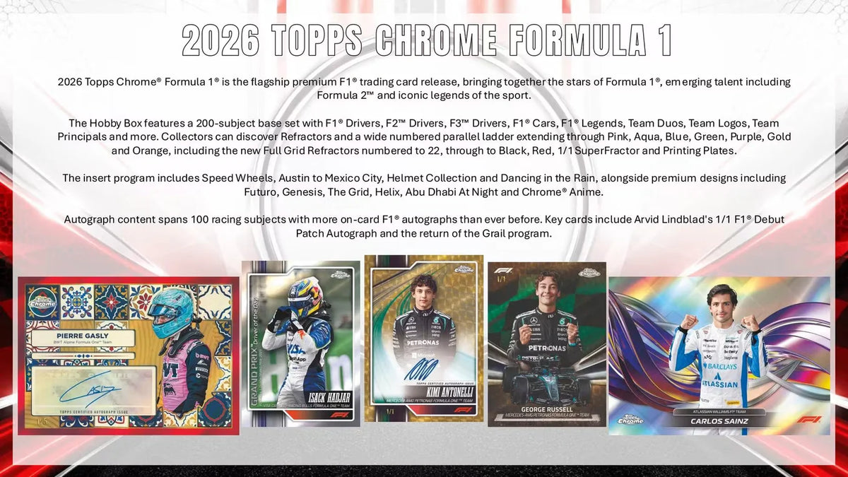 Front of 2026 Topps Chrome Formula 1 F1 Value Box