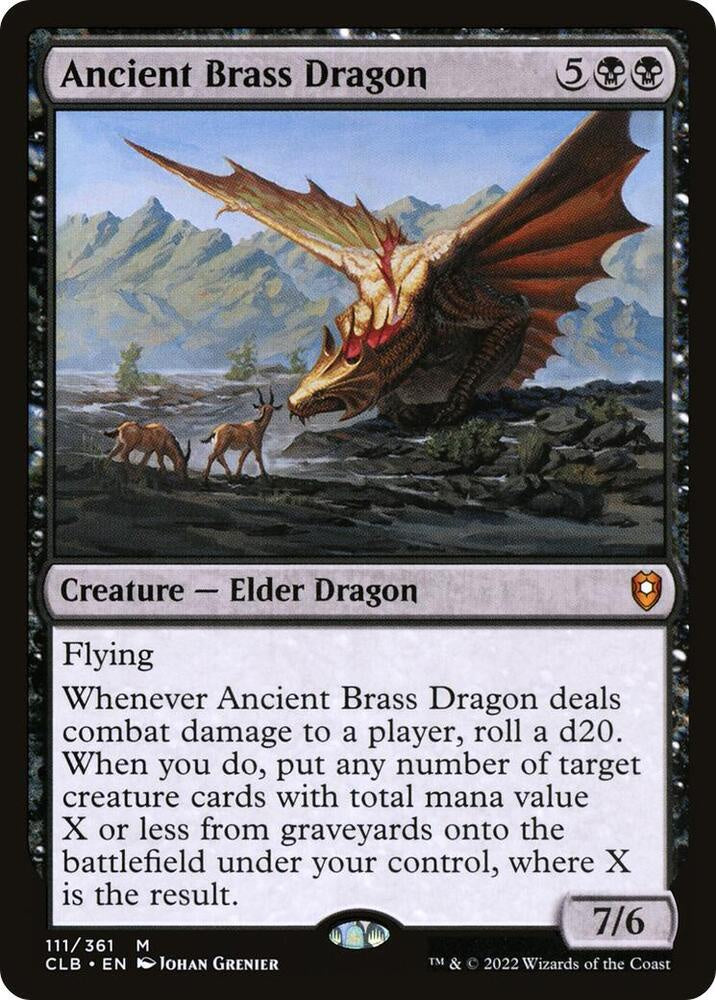 Ancient Brass Dragon Magic The Gathering card from Commander Legends Battle for Baldur's Gate (CLB).