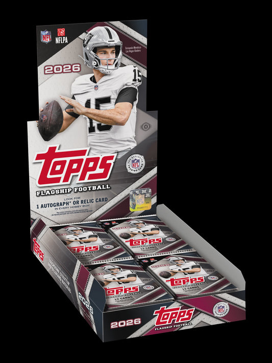 2026 Topps Flagship NFL Football factory sealed Hobby Box preorder with 20 packs and 12 cards per pack.