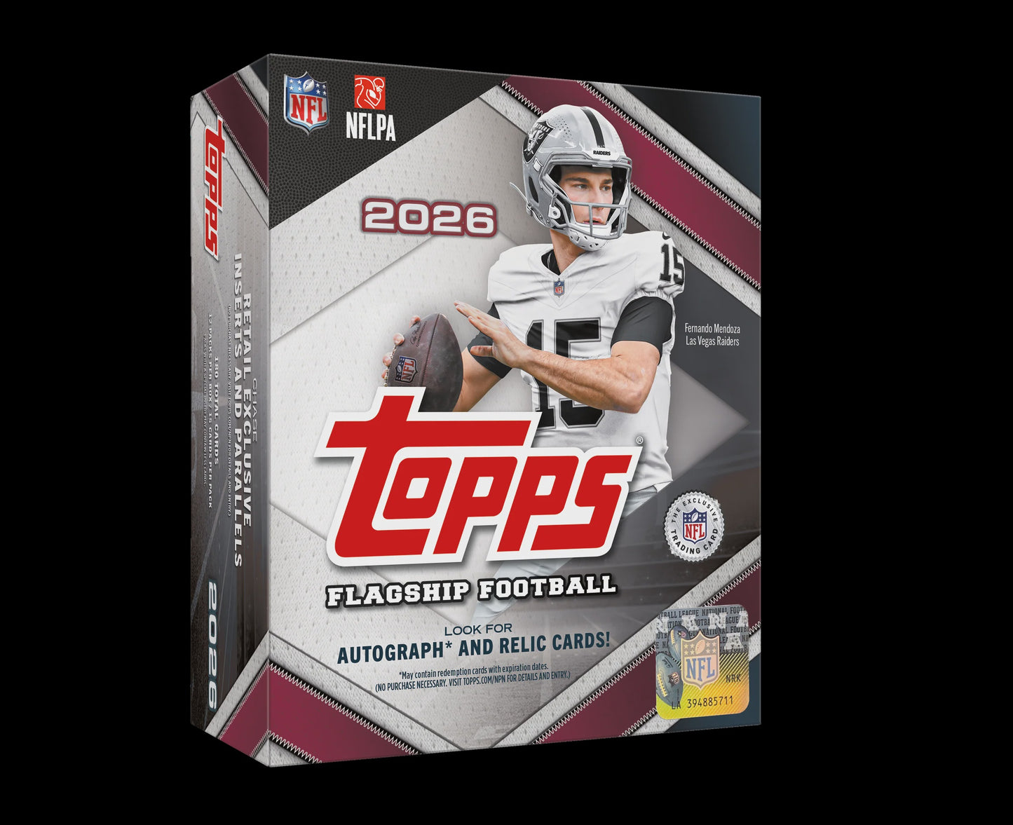 2026 Topps Flagship NFL Football Mega Box preorder with 12 packs and 15 cards per pack.