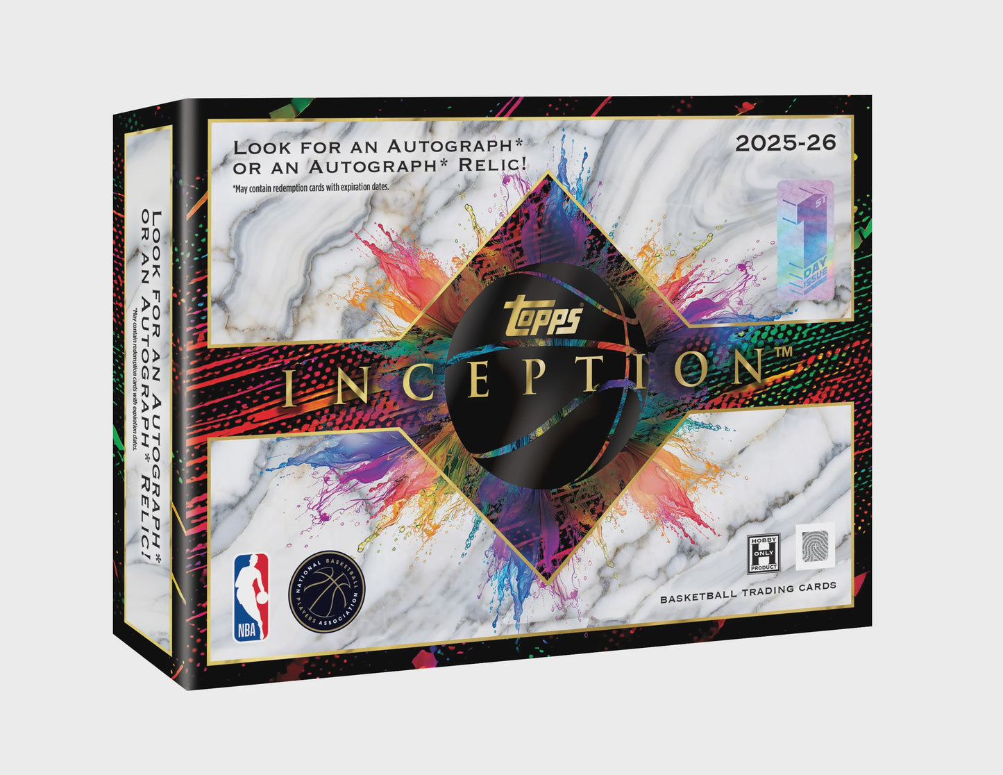 Factory sealed 2025-26 Topps Inception Basketball Hobby Box available for preorder with one guaranteed autograph or autographed relic card.