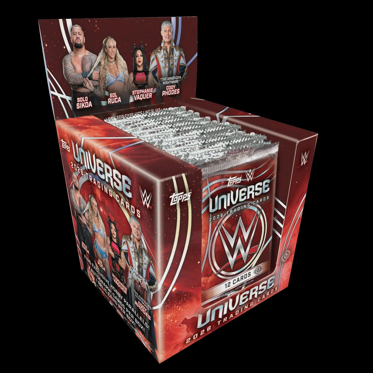 2026 Topps Universe WWE Wrestling Hobby Box with 10 packs, 120 cards, two autographs and one relic per box.