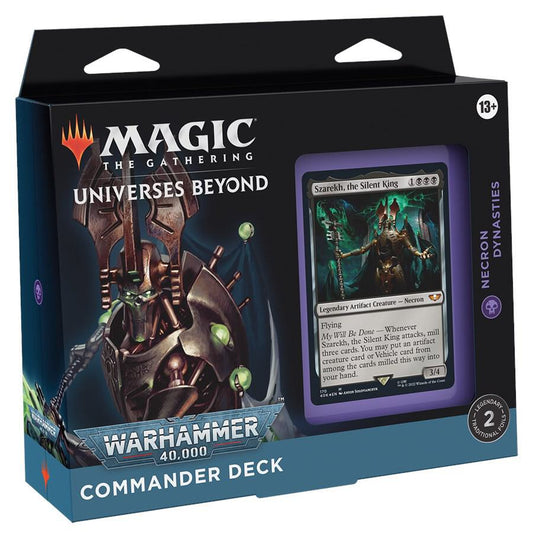 Magic The Gathering Universes Beyond Warhammer 40,000 Necron Dynasties Commander Deck featuring Szarekh the Silent King