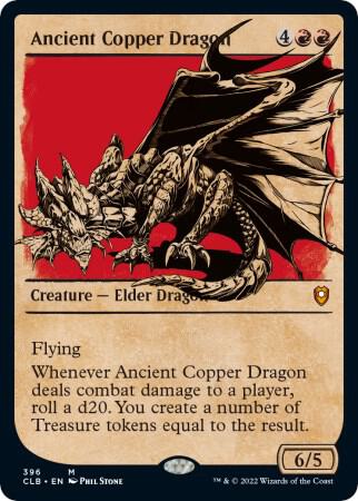 Ancient Copper Dragon Showcase Magic the Gathering CLB Commander Legends Battle for Baldur's Gate legendary Dragon card.