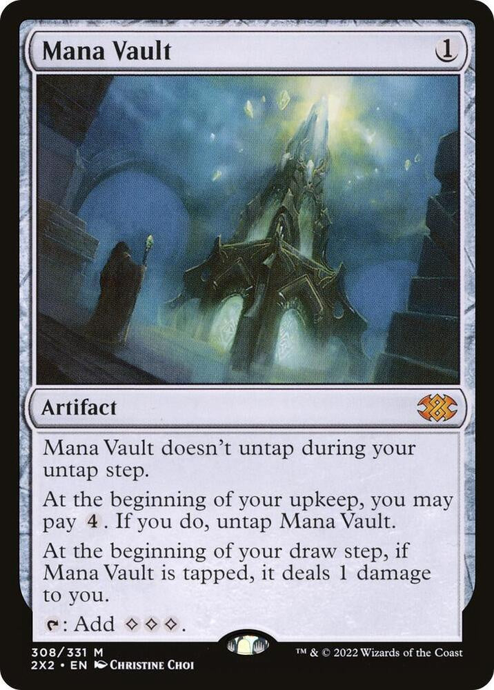 Mana Vault #308 Mythic Rare from Magic the Gathering Double Masters 2022 2X2, Near Mint powerful Commander and cEDH mana artifact.