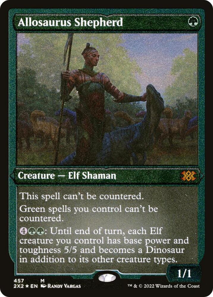Allosaurus Shepherd Foil Etched Double Masters 2022 2X2 Magic the Gathering card