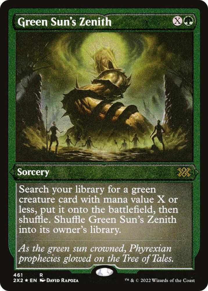 Green Sun's Zenith Foil Etched Magic The Gathering card from Double Masters 2022 (2X2).