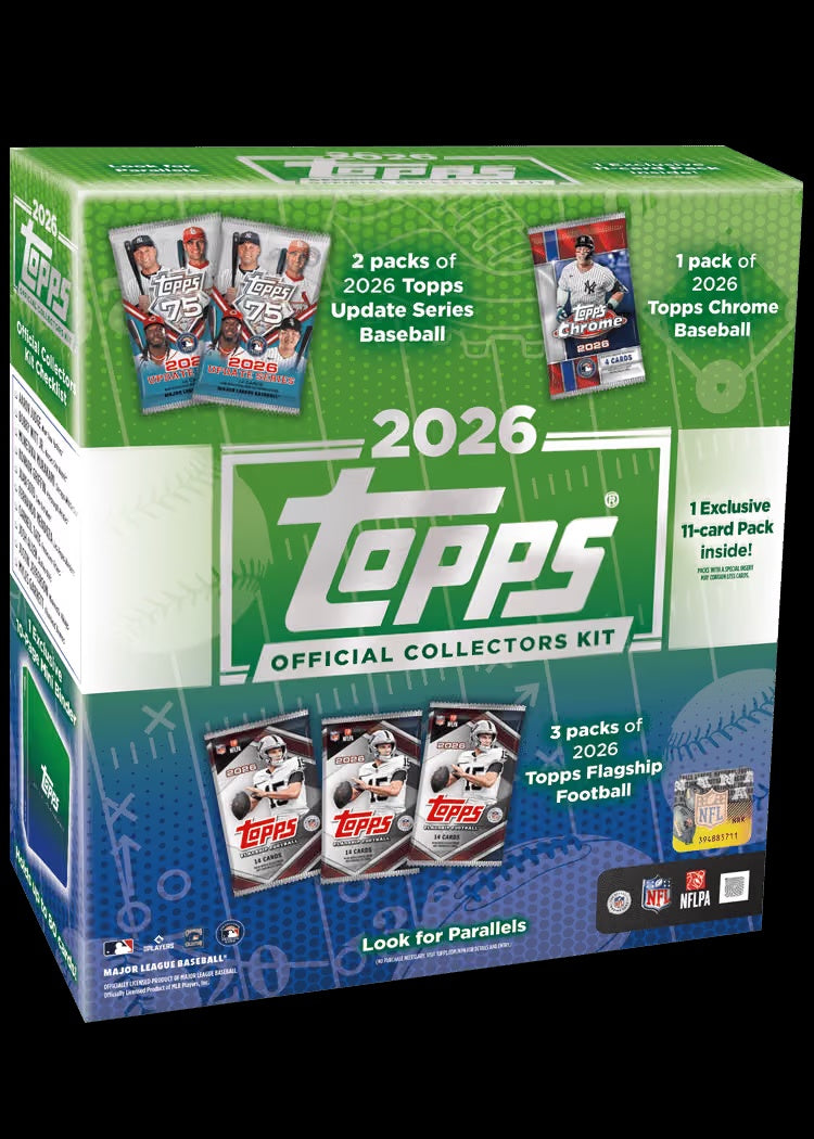 Front of 2026 Topps Collector Kit Wave 2 – Baseball & Football Trading Cards + Collecting Accessories