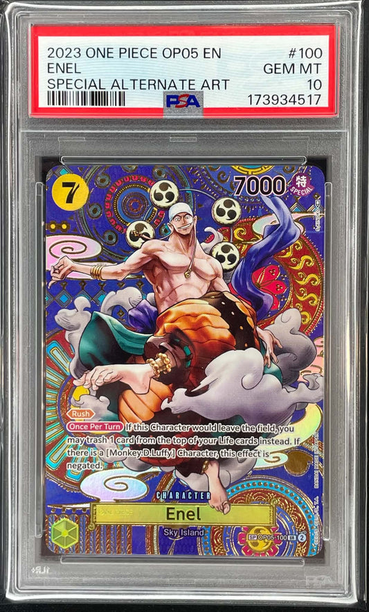 Enel OP05-100 Special Alternate Art Awakening of the New Era One Piece Card Game card graded PSA 10 Gem Mint