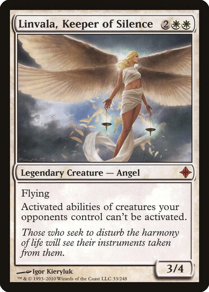 Card featuring an angel with wings, text, and artwork on a dark background